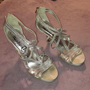 Silver Rhinestone Gladaitor Heels